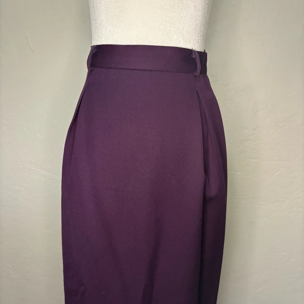 ❤️Vintage JH Collectibles 100% Wool Skirt Purple Midi High Waist Classic - Picture 5 of 13
